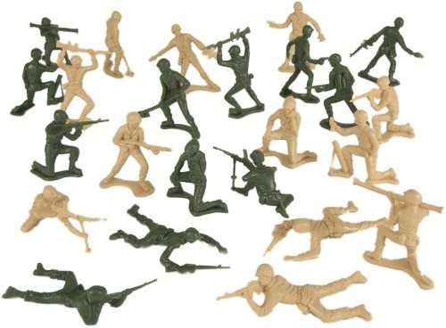 TimMee Plastic Army Men - Green vs Tan 100pc Toy Soldier Figures - Made in USA
