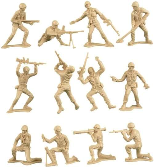 TimMee Plastic Army Men - Green vs Tan 100pc Toy Soldier Figures - Made in USA