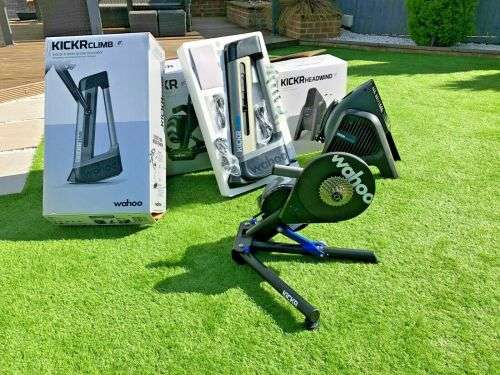 Wahoo Kickr WFBKTR118 Smart Trainer 2018 plus Kickr Headwind Fan and  Kickr climb