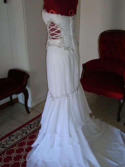 very sexy WHITE CHIFFON two piece WEDDING DRESS - size 30