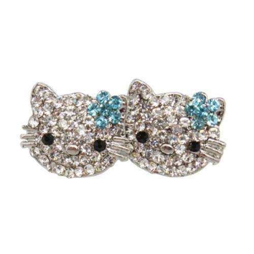 R95 - SILVER KITTY CRYSTAL HYPOALLEGENIC STUD EARRINGS - No shipping on first item