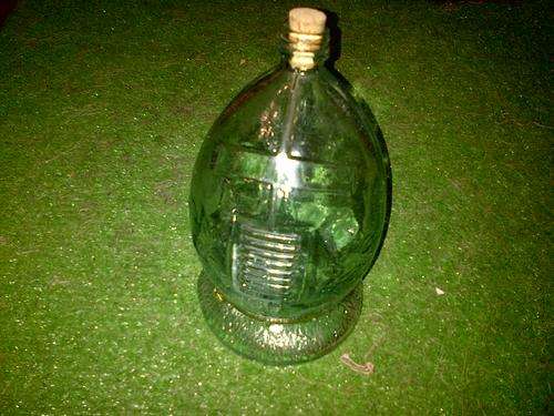 RUGBY BALL GLASS BOTTLE WITH CORK