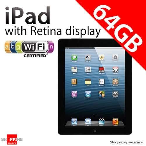 ** APPLE iPAD 4TH GENERATION ** RETINA DISPLAY ** MASSIVE 64GB ** WIFI ** BLACK **