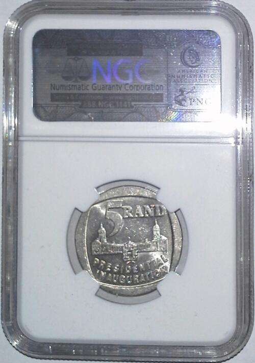 1994  Presidential Inauguration Mandela  R5 NGC Graded "MS62"