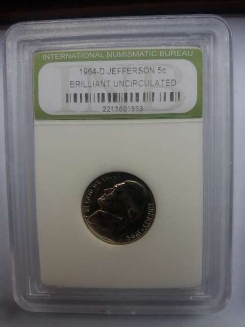INB GRADED USA 1964 PRESIDENT JEFFERSON 5c