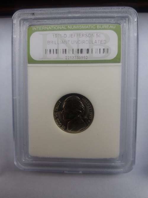 " BARGAIN COINS " USA 1971 PRESIDENT JEFFERSON 5c. Brilliant Uncirculated.