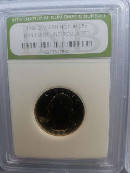 " BRILLIANT UNCIRCULATED " USA 1980 PRESIDENT WASHINGTON QUARTER  25c, Brilliant Uncirculated.