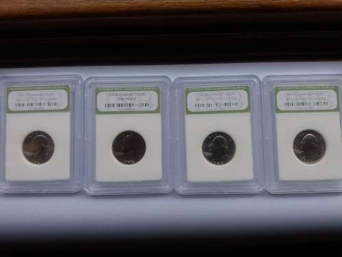 INB GRADED USA 1970/1974/1977/1980 WASHINGTON 25c, I x BID TAKES ALL 4 !!!!