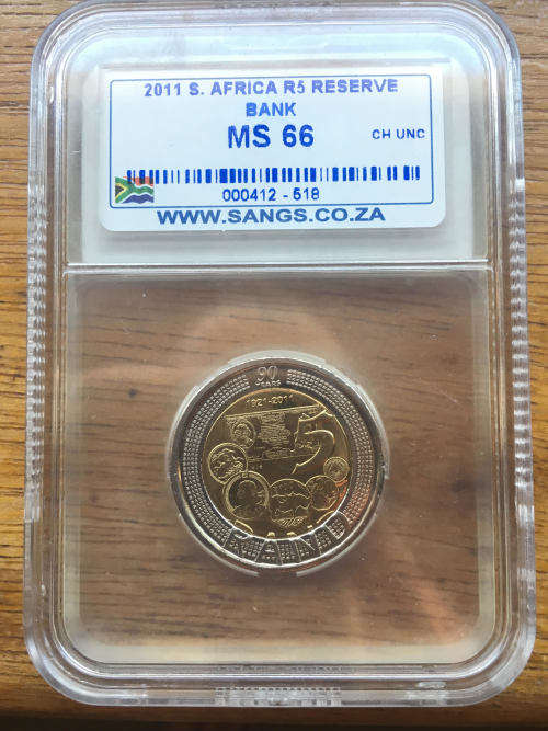 2008 Mandela 90th Birthday R5 Coin SANGS Graded MS64.