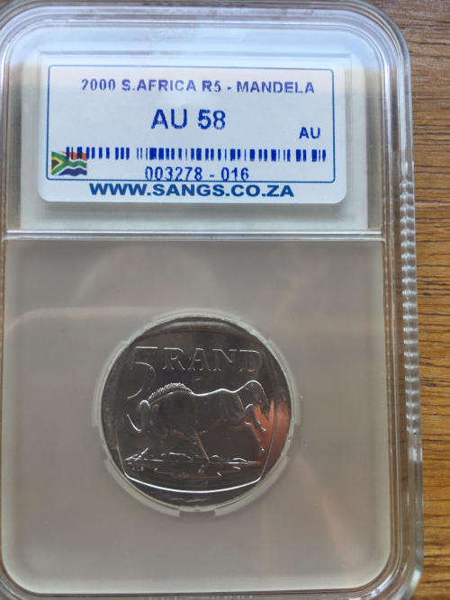 2000 SMILEY  Mandela  R5 SANGS  Graded "AU58"