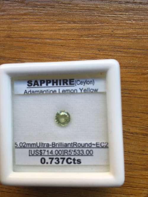 CERTIFIED CEYLON SAPPHIRE 0.737ct ADAMANTINE LEMON YELLOW, ULTRA BRILLIANT ROUND