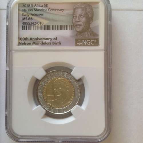 2018 "Early Release"  Mandela 100th Anniversary  R5  coins  NGC  Graded "MS66"