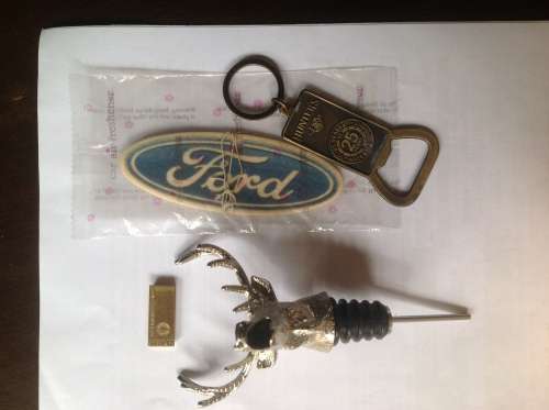BIT`S FOR YOUR BAR, JAEGERMIESTER STAG, HUNTERS OPENER, FORD SANITIZER AND MINI GOLD PLATED BAR