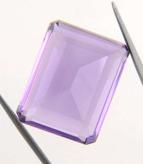 # LARGE #  MGL CERTIFIED 23.62ct AMETHYST EMERALD CUT.