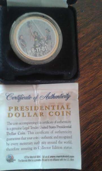 # CERTIFIED # US Presidential Dollar Comemorating 9/11 Tragedy. RARE