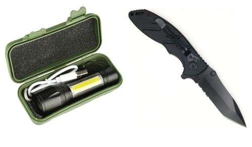 Smith and Wesson B038 EXTREME OPS KNIFE AND USB Rechargeable Torch Combo