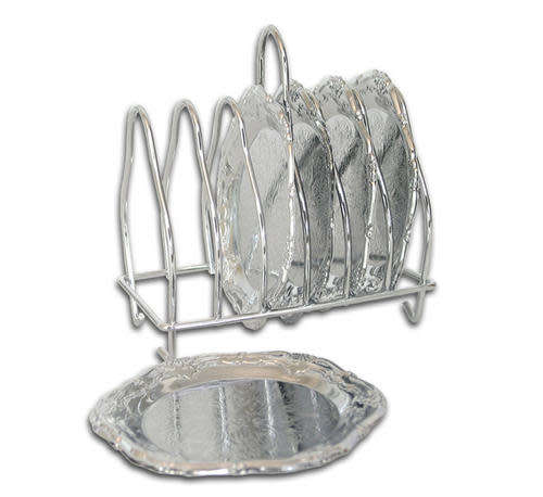 10 cm Coaster chrome 6pc on rack