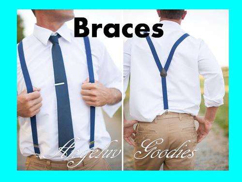 Mens/childrens suspenders / braces - BROWN / BEIGE / GREY / BLACK