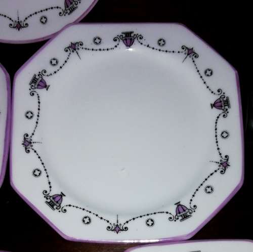 A set of art deco paragon cake plates and saucers