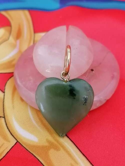 A stunning vintage jade heart pendant