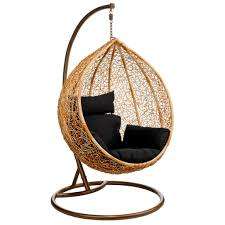 Wicker hanging swing chair
