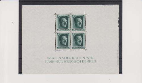 1937 , Adolf Hitler . Souvenir sheet . Celebrating Hitlers 48th birthday