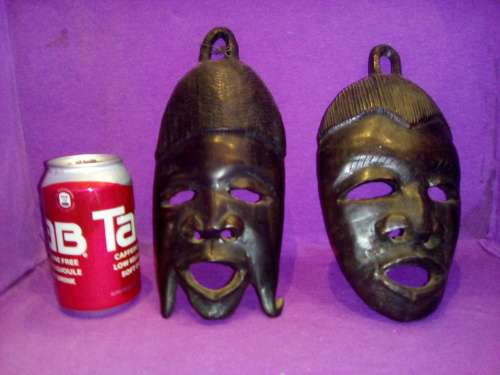 2 old hand carved African masks