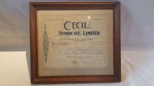 WOW! Cecil John Rhodes Share Certificate