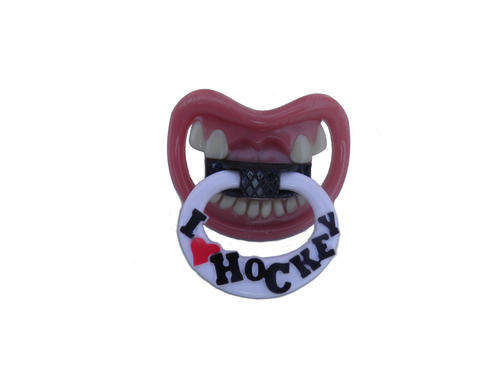 Funny face Dummies soothers pacifiers novelty fancy dress baby I love hockey teeth