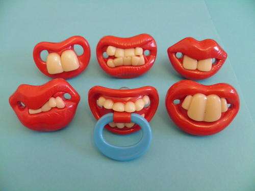 BABY DUMMY SOOTHER PACIFIER FUNNY TEETH NOVELTY