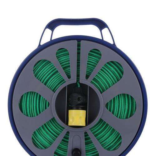 15M Flat Garden Hose with 7 Pattern Spray Nozzle with Stand