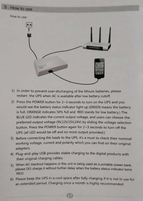 Mini UPS 12000mah Power Supply For Internet Backup, CCTV, Modem And LED`s