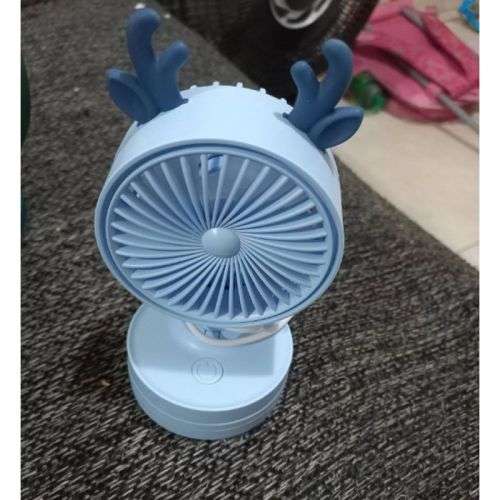 Mini Desktop Fan with Antlers - Rechargeable - Stylish - 3 Speed