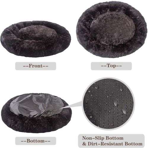 The calming cuddler Plush Pet Bed  Large (90cm) Grey/Lime Green