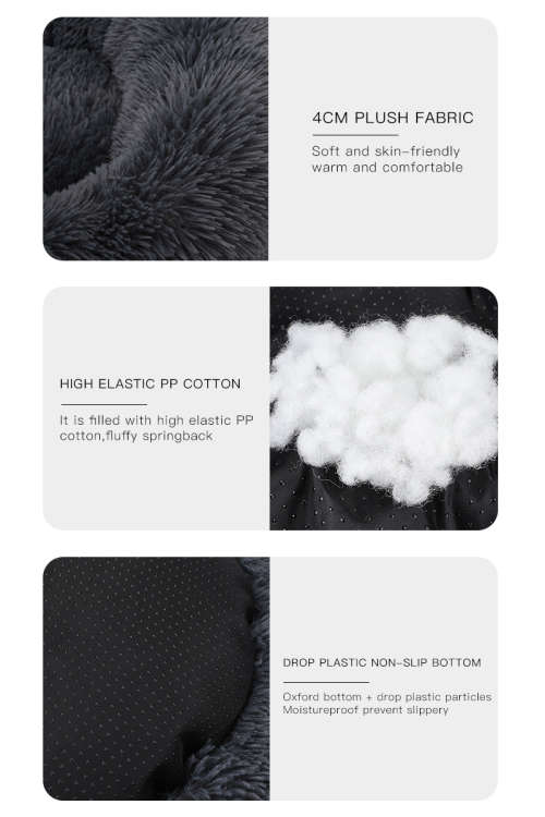 The calming cuddler Plush Pet Bed  Large (90cm) Grey/Lime Green