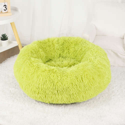 The calming cuddler Plush Pet Bed  Large (90cm) Grey/Lime Green