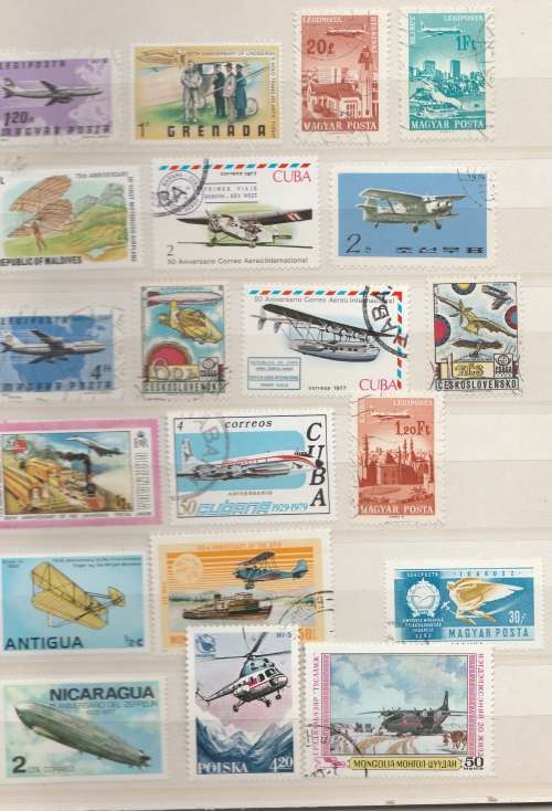 THEMATICS: AIRPLANES IN A QUICK 6 STOCKBOOK, MIXED CONDITION