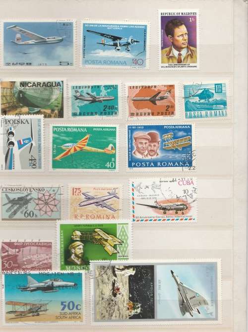 THEMATICS: AIRPLANES IN A QUICK 6 STOCKBOOK, MIXED CONDITION