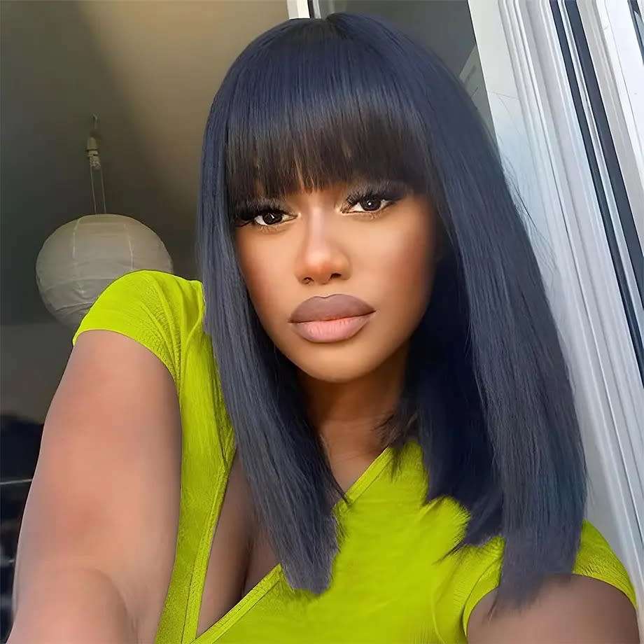 14` Brazilian Human Hair Fringe Wig - Black