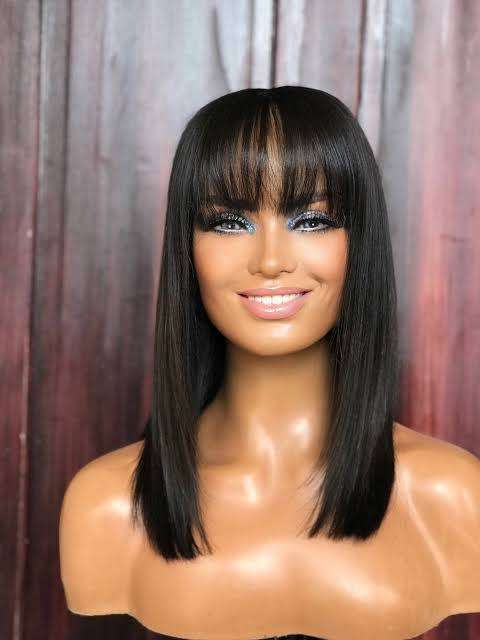 14` Brazilian Human Hair Fringe Wig - Black
