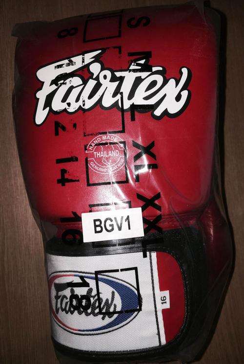 Fairtex Boxing Gloves 16 Oz BGV1 Tight Fit (Red & Black Pipe)