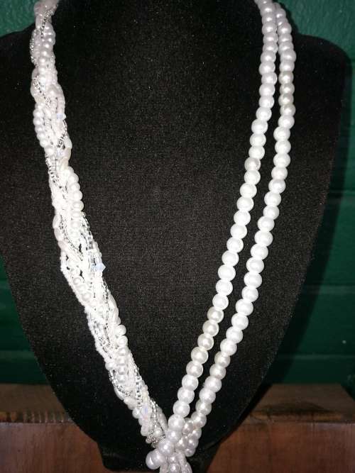 Beautiful Double Strand Glass Pearl Necklace