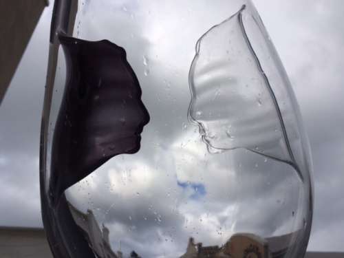 Unique Two-Faced Tall Glass Vase in Excellent Condition - 59 cm high