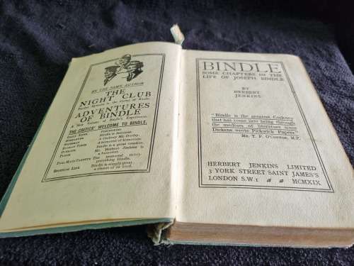 Bindle: Some Chapters in the Life of Joseph Bindle by Herbert Jenkins 1919 Hardcover