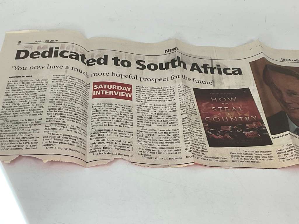 How to Steal a Country by Robin Renwick |  Plus 2 newspaper articles on the author and the book