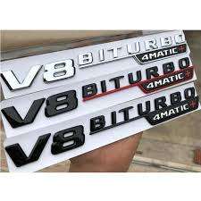 AMG V8 Biturbo 4matic emblems