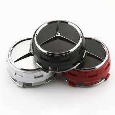 Mercedes raised center caps - 75mm in Red