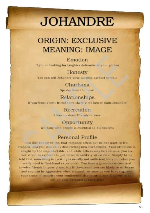 Afrikaans or English Name Meaning Certificate Keepsake (Digital)