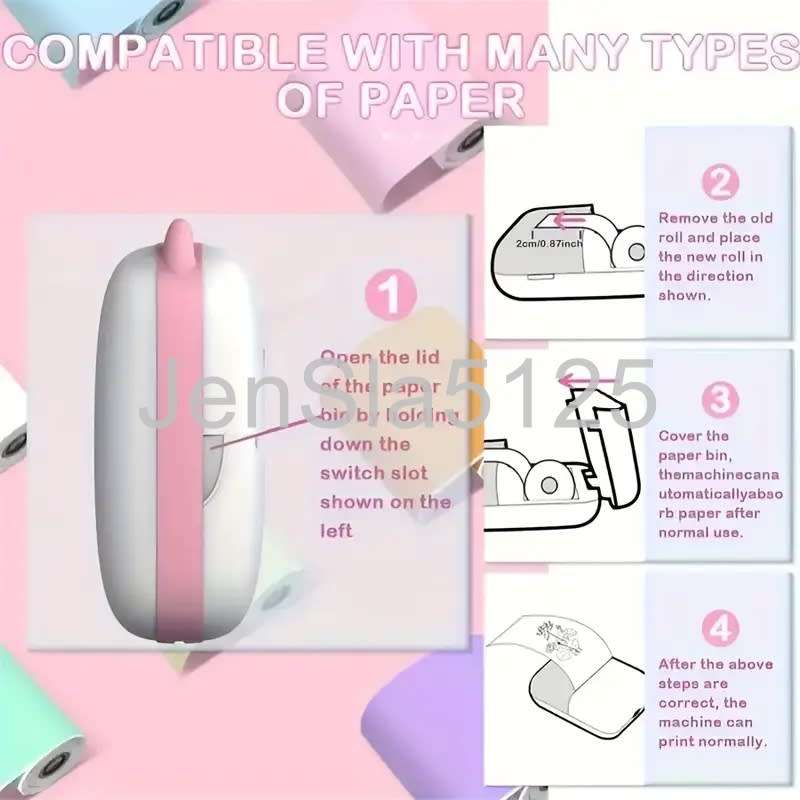 BLUE WIRELESS MINI BLUETOOTH POCKET THERMAL PRINTER