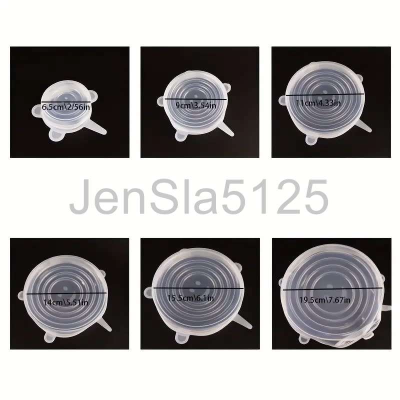 6 Piece White Silicone Elastic Lids